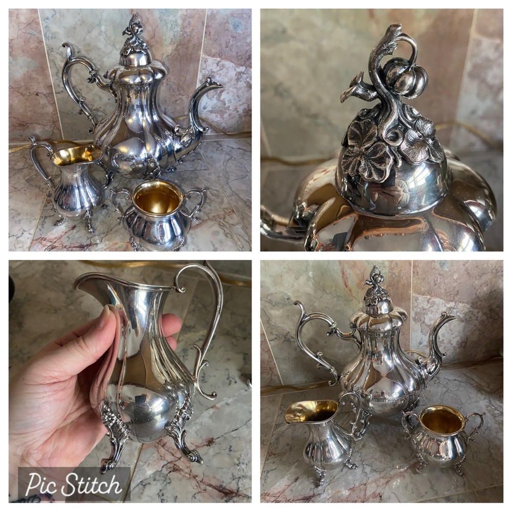 Reed & Barton Winthrop 1795 Sterling Teapot Creamer & Sugar Bowl (No Lid)